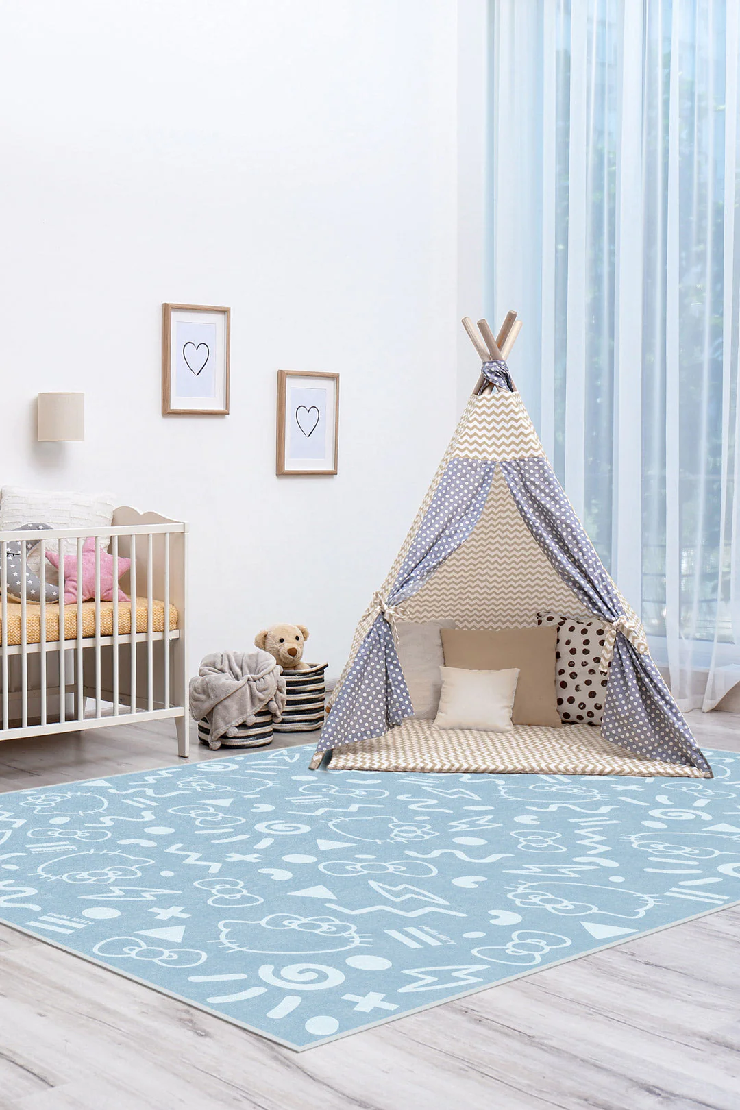 Hello Kitty Comic Slate Blue Rug - Image 4