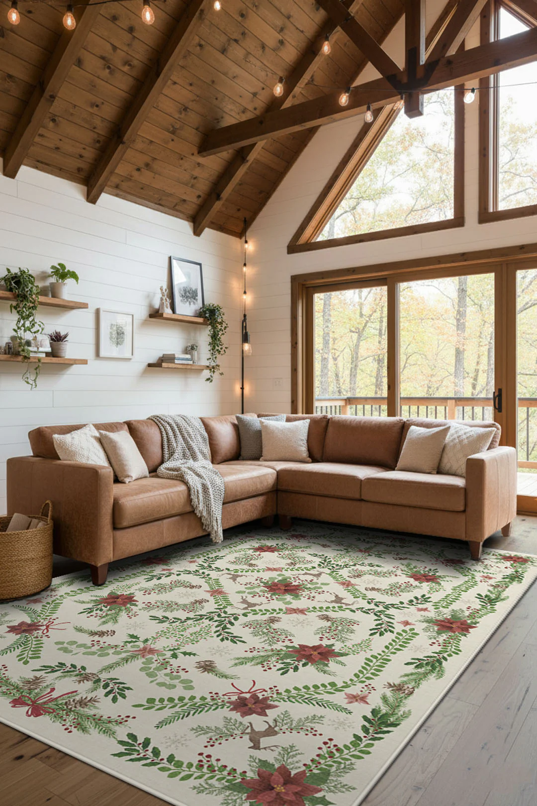 Poinsettia Cream Rug - Image 4